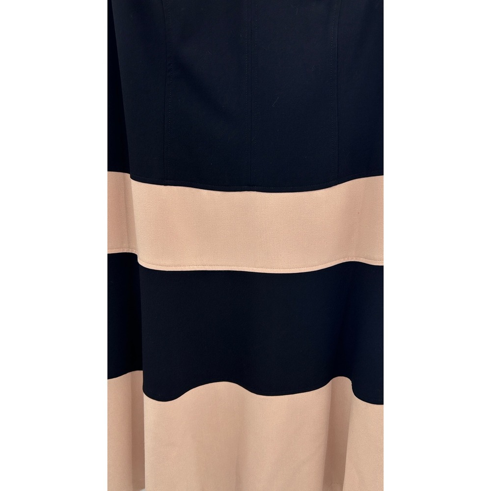 Anne Klein Women Black Tan Colorblock Cap Sleeve Fit Flare Dress Size 10 Career - Picture 3 of 8